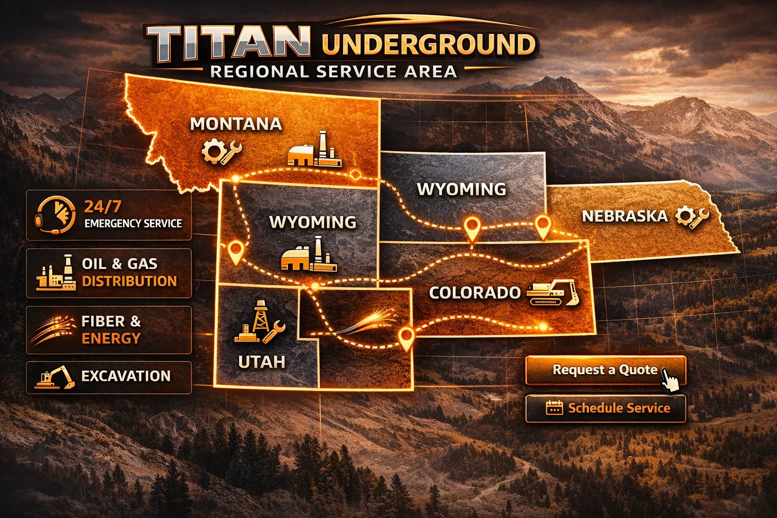 Titan Underground Pipeline service area map